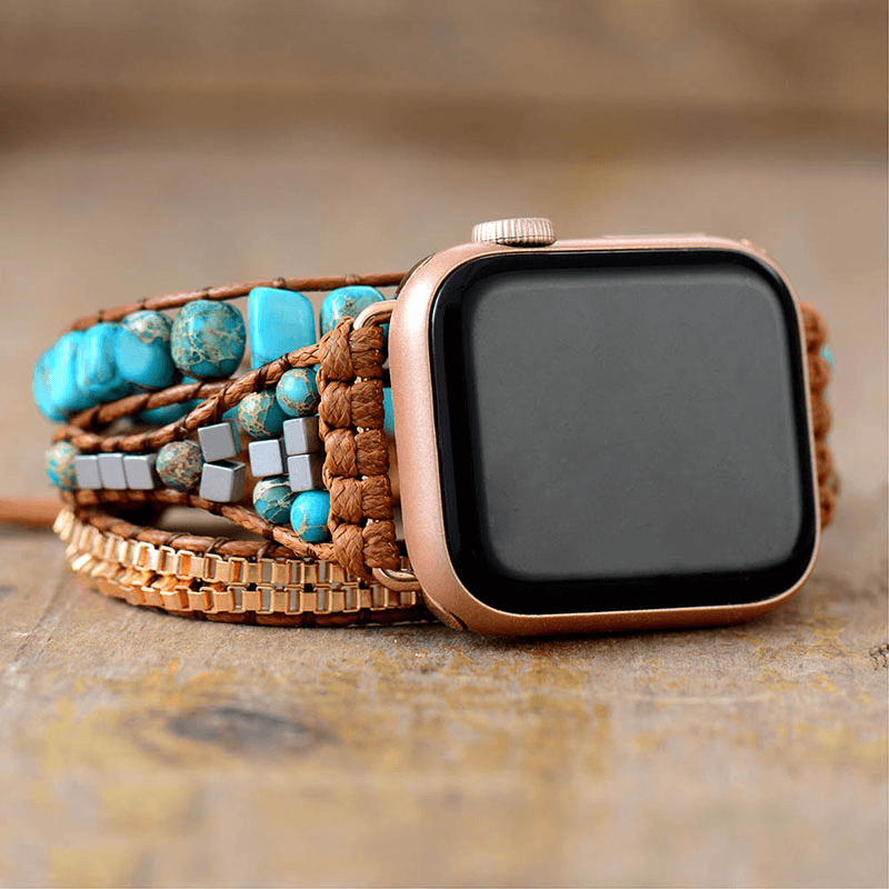 Pulseira Para Apple Watch Turquesa e Jaspen - Shop Ampla 
